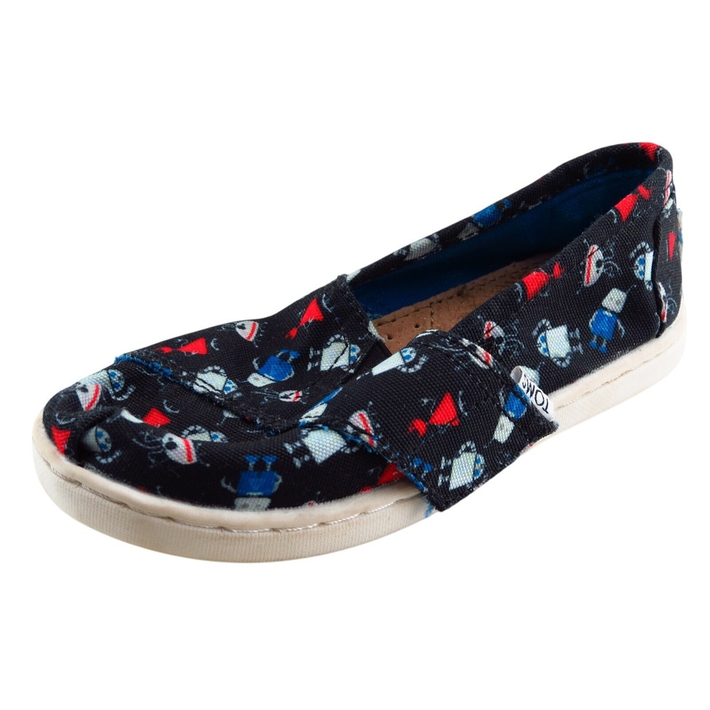 Toms Toddler Girls' Casual Shoes Size 9 Black Fabric Slip On Lightweight Comfort